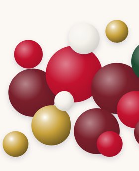 Балонен клъстер в бордо, червено, наситено зелено, злато и бяло