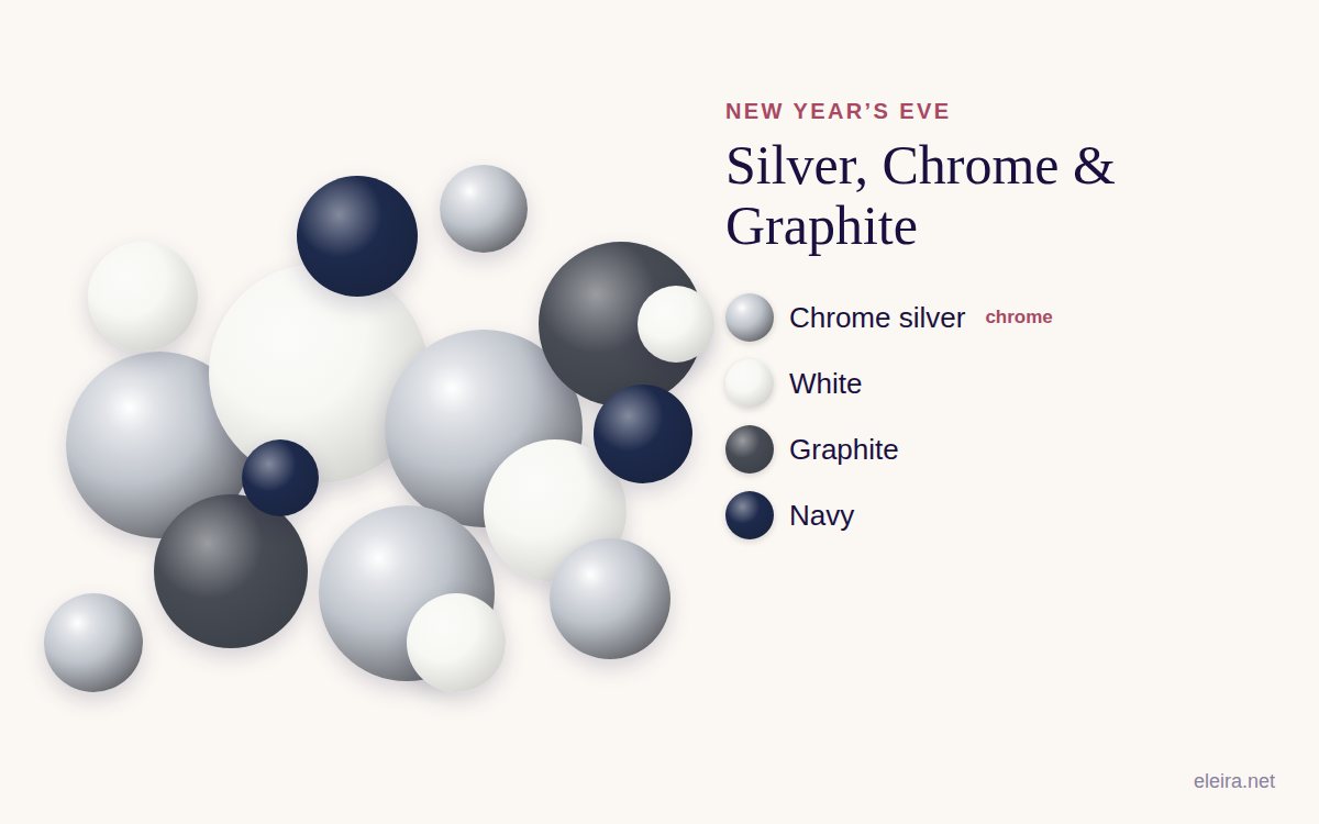 Silver, Chrome and Graphite palette: chrome silver, white, graphite and navy